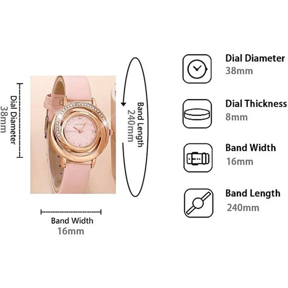 💕NEW Sparkling Bling Crystal Rhinestone 5PCS Luxury Watch Set Earrings N… - Picture 4 of 4